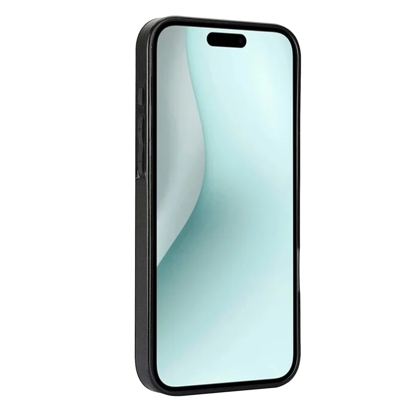 For iPhone 16 Case Card Slot Slim-Fit PU+TPU Mobile Cover - Black