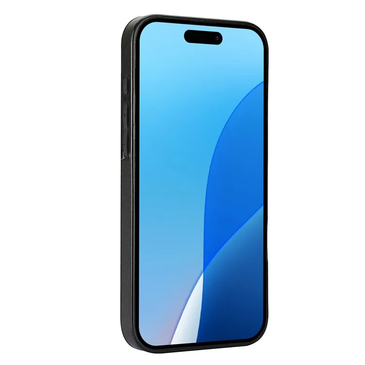 Para iPhone 16 Pro Max Case Card Slot Slim-Fit PU+TPU Mobile Cover - Preto