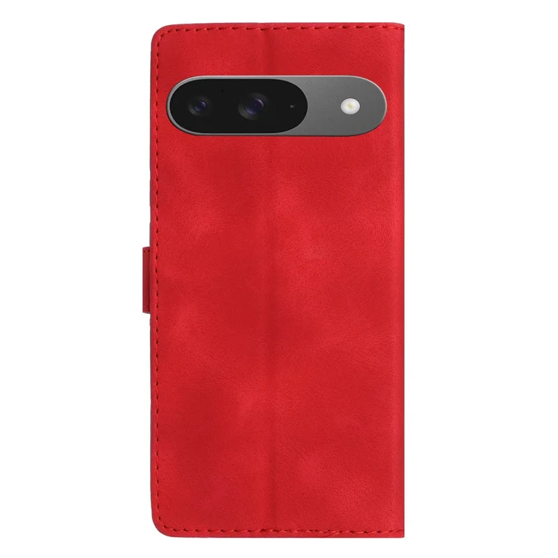 For Google Pixel 9 / Pixel 9 Pro Case Leather Imprinted Flower Phone Cover Wallet with Wrist Strap - Red