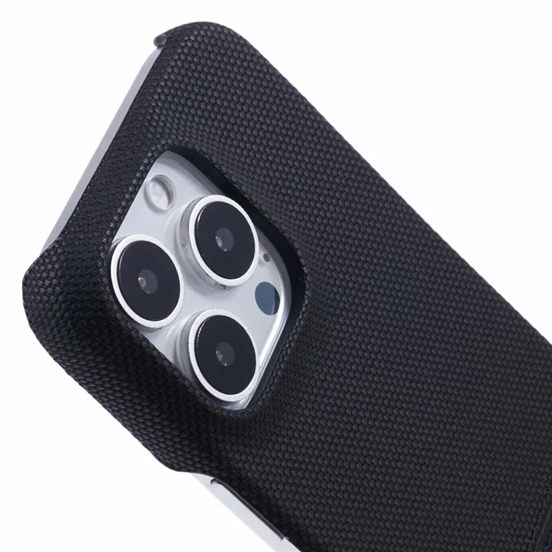 Para iPhone 16 Pro Case PU Leather+PC Splicing Anti-Slip Phone Cover - Preto