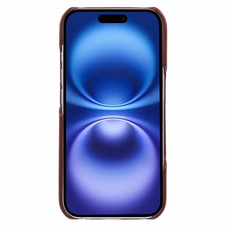 Pour Iphone 16 Case de Couverture de Téléphone à Touche Skin + pc Avec Fente de Carte - Brun