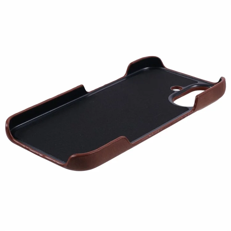 Pour Iphone 16 Case de Couverture de Téléphone à Touche Skin + pc Avec Fente de Carte - Brun