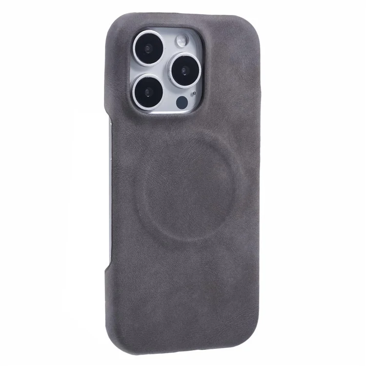 Custodia per iPhone 16 Pro compatibile con MagSafe Pelle touch-skin + Copertura posteriore in PC - Grigio