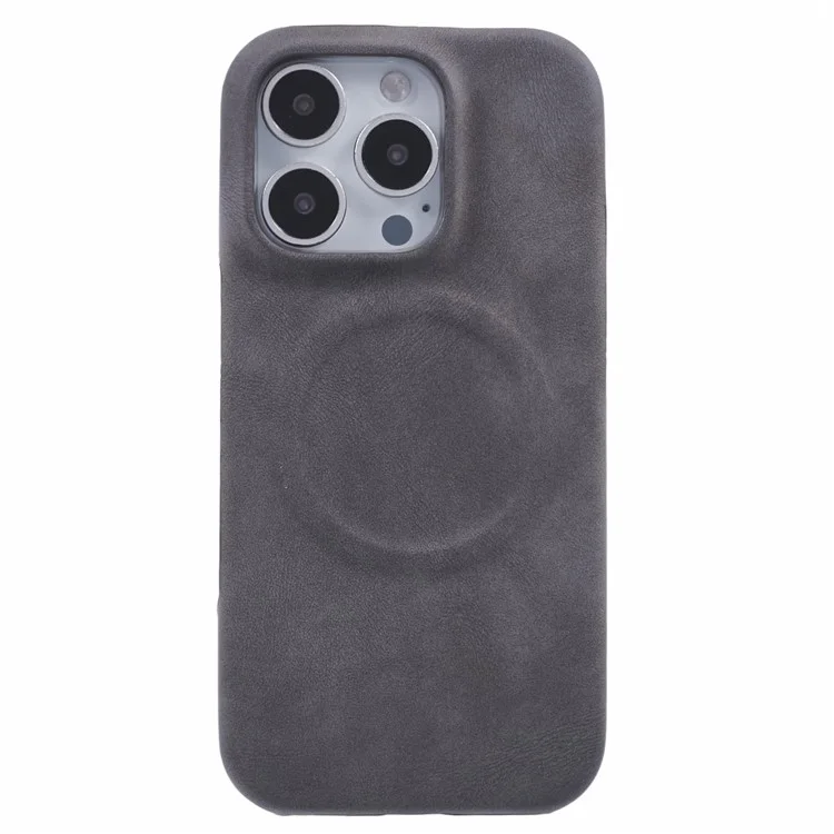 Custodia per iPhone 16 Pro compatibile con MagSafe Pelle touch-skin + Copertura posteriore in PC - Grigio