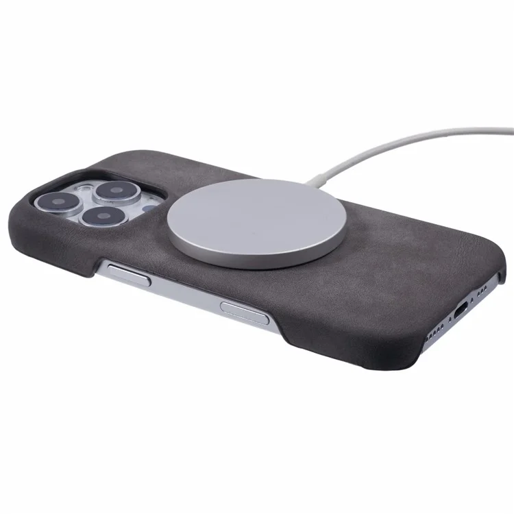 Custodia per iPhone 16 Pro compatibile con MagSafe Pelle touch-skin + Copertura posteriore in PC - Grigio