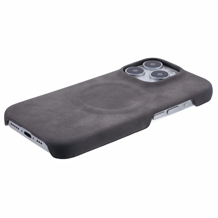 Custodia per iPhone 16 Pro compatibile con MagSafe Pelle touch-skin + Copertura posteriore in PC - Grigio