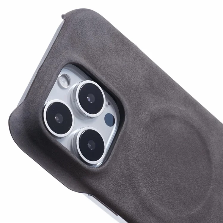 Custodia per iPhone 16 Pro compatibile con MagSafe Pelle touch-skin + Copertura posteriore in PC - Grigio
