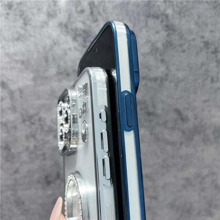 Para Iphone 15 Pro Max Case Espelho Kickstand TPU+PC Design de Capa Traseira Móvel - Azul