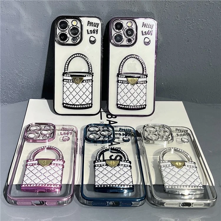 Pour Iphone 16 Pro Mirror Mirror Kickstand Tpu + pc Mobile Back Cover Conception - Bleu