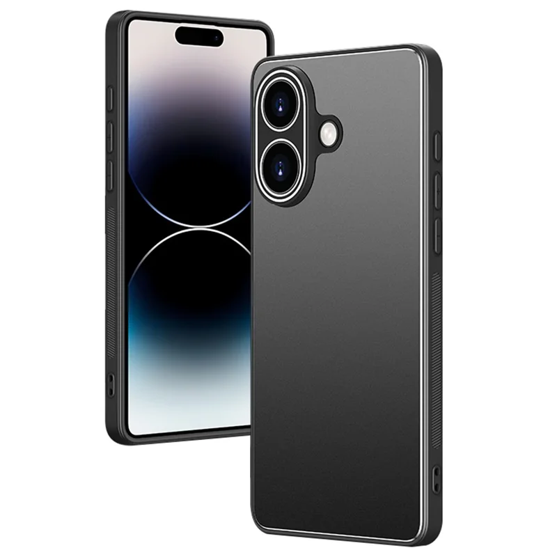 Für Das Iphone 16 Case PC+TPU Matte Back Telefon Cover Mit Linsenfilm - Schwarz