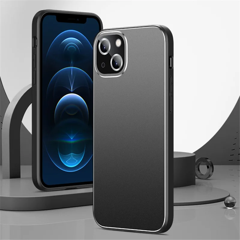 Pour Iphone 15 Case pc + Tpu Matte Back Téléphone Couverture Avec Film D'objectif - Noir