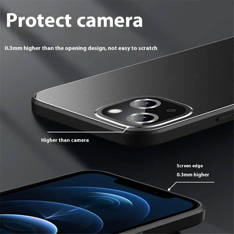 Pour Iphone 15 Case pc + Tpu Matte Back Téléphone Couverture Avec Film D'objectif - Noir