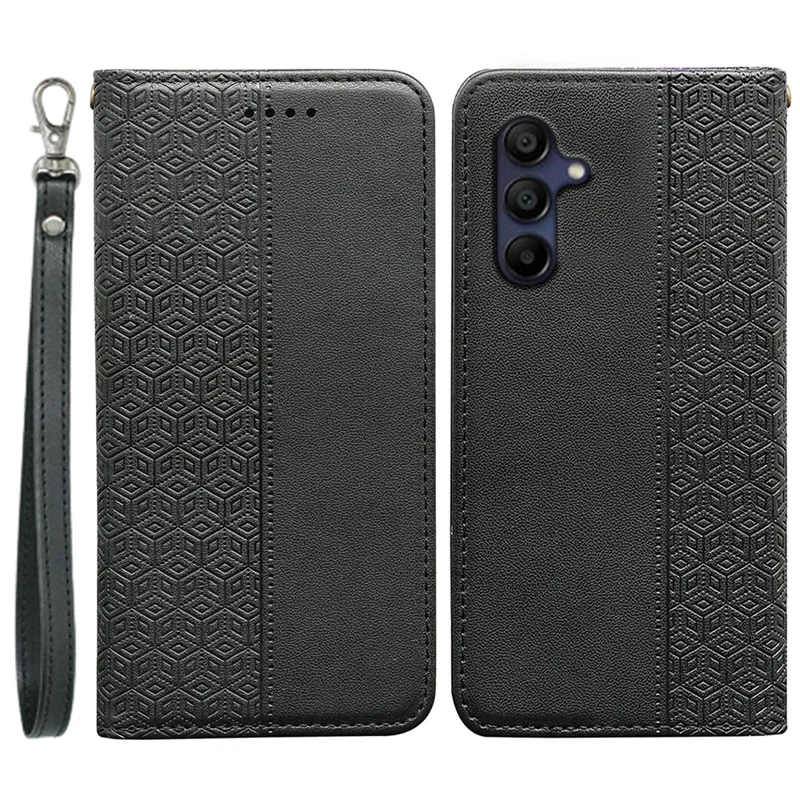 Para Samsung Galaxy A16 Billetera Case de Teléfono Fuerte Patrón de Cuadros Magnético Impresión Flip Flip Cover - Negro