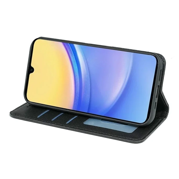 Para Samsung Galaxy A16 Billetera Case de Teléfono Fuerte Patrón de Cuadros Magnético Impresión Flip Flip Cover - Negro