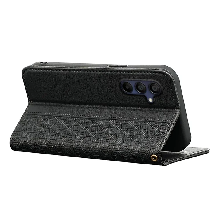 Para Samsung Galaxy A16 Billetera Case de Teléfono Fuerte Patrón de Cuadros Magnético Impresión Flip Flip Cover - Negro