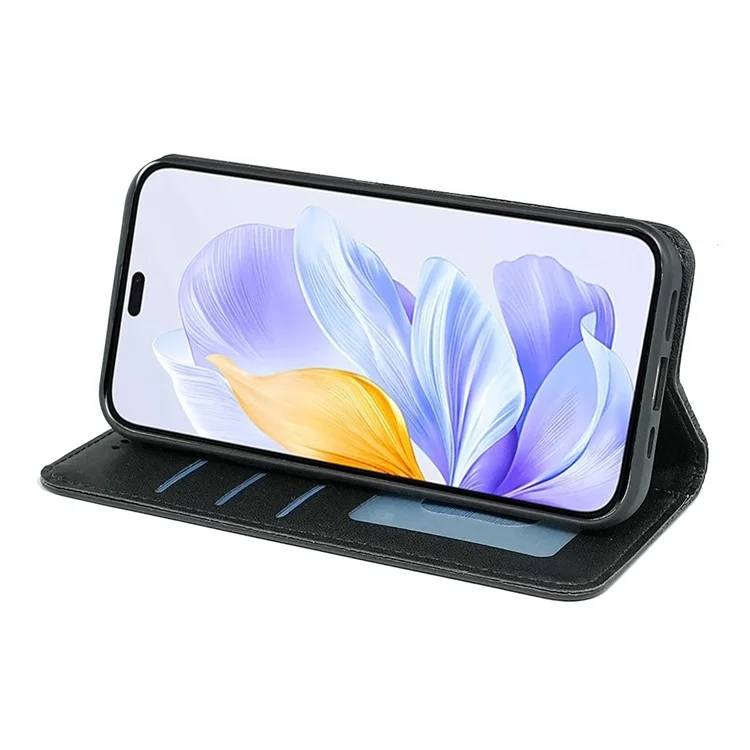 Para Honor X60i 5G Billetera Caja de Teléfono Fuerte Patrón de Cuadros Magnético Impresión Flip Flip Cover - Negro