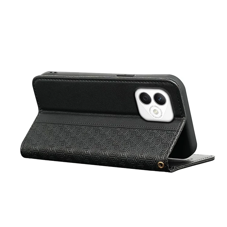 Para Honor X60i 5G Billetera Caja de Teléfono Fuerte Patrón de Cuadros Magnético Impresión Flip Flip Cover - Negro