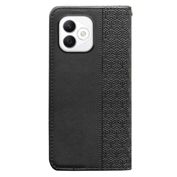 Para Honor X60i 5G Billetera Caja de Teléfono Fuerte Patrón de Cuadros Magnético Impresión Flip Flip Cover - Negro