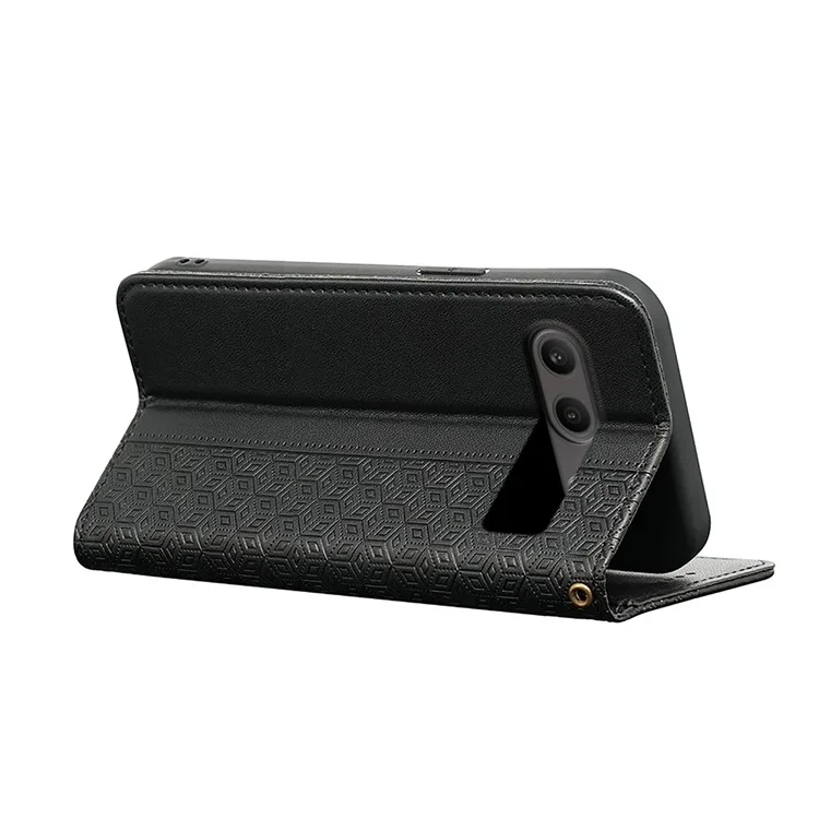 For OnePlus Nord 4 Wallet Phone Case Strong Magnetic Checkered Pattern Imprint Leather Flip Cover - Black
