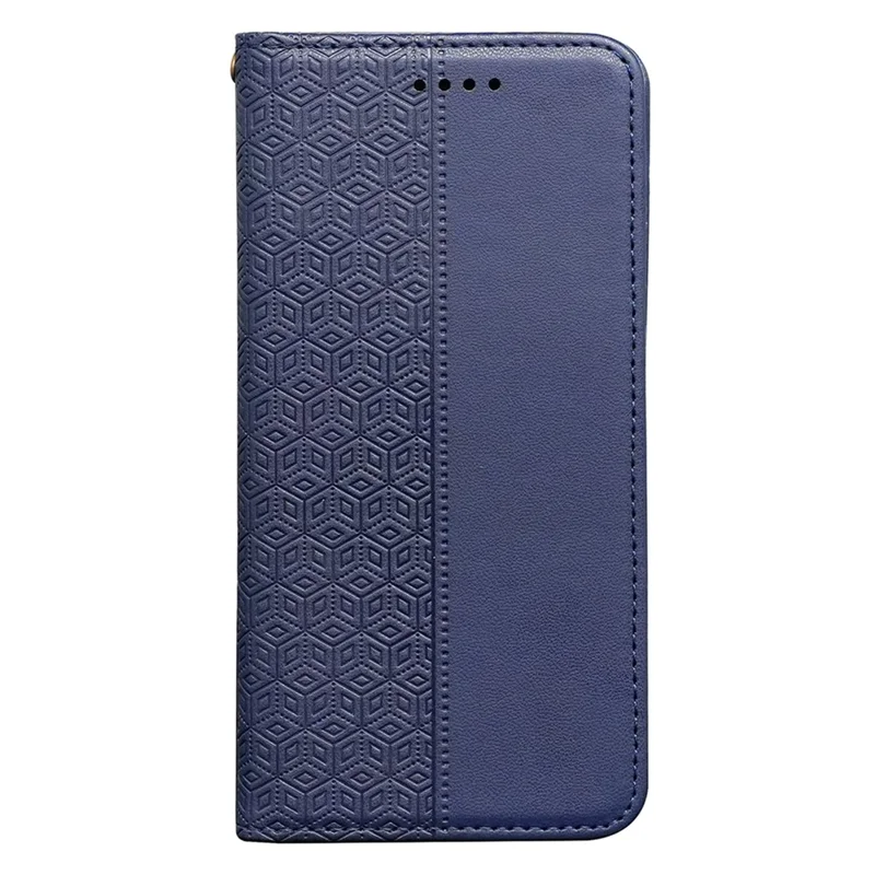 For Xiaomi Poco X6 Pro 5G / Redmi K70E 5G Wallet Phone Case Checkered Pattern Imprint Leather Flip Cover with Wrist Strap - Blue