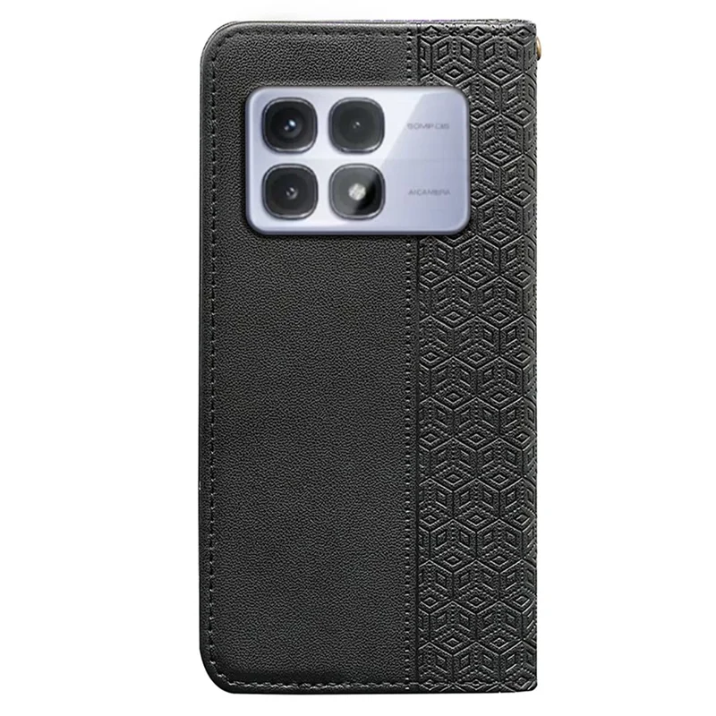 Pour Xiaomi Redmi K70 Ultra Wallet Phone Case de Téléphone à Carreaux Magnétiques Strong Modèle Imprimée Couverture de Court - Noir