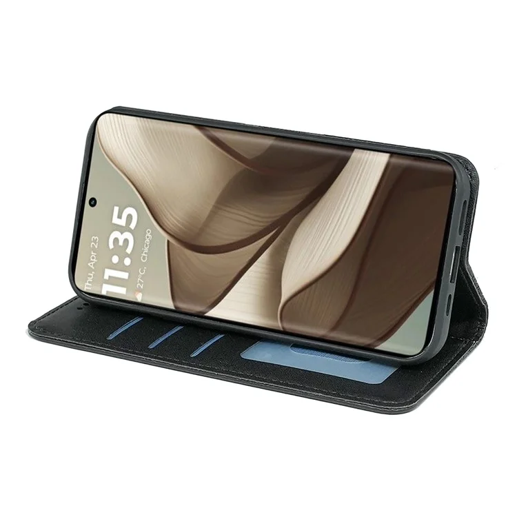 Für Motorola Edge 50 5G Wallet Phone Hülle Starke Magnetische Karierte Muster -abdruck -leder -flip -abdeckung - Schwarz