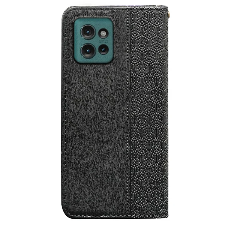 Für Motorola Edge 50 5G Wallet Phone Hülle Starke Magnetische Karierte Muster -abdruck -leder -flip -abdeckung - Schwarz