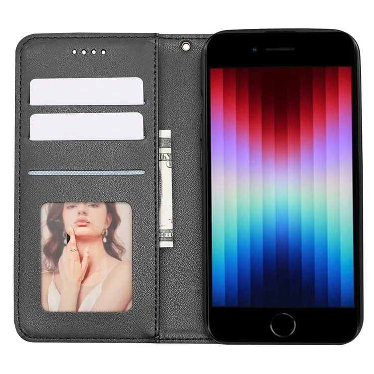 Pour Iphone SE (2024) Portefeuille Case de Téléphone - Noir