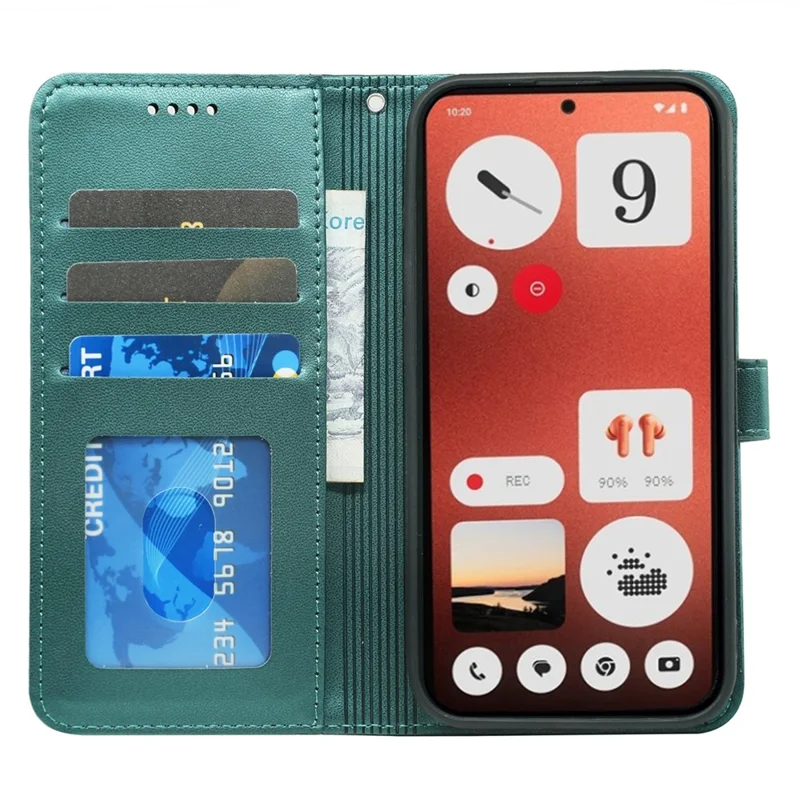 For Nothing CMF Phone 1 Wallet Case Magnetic Snap Leather Phone Cover with Strap - Green