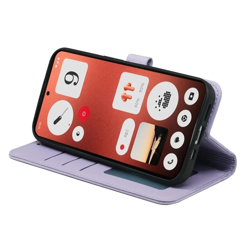 For Nothing CMF Phone 1 Wallet Case Magnetic Snap Leather Phone Cover with Strap - Purple