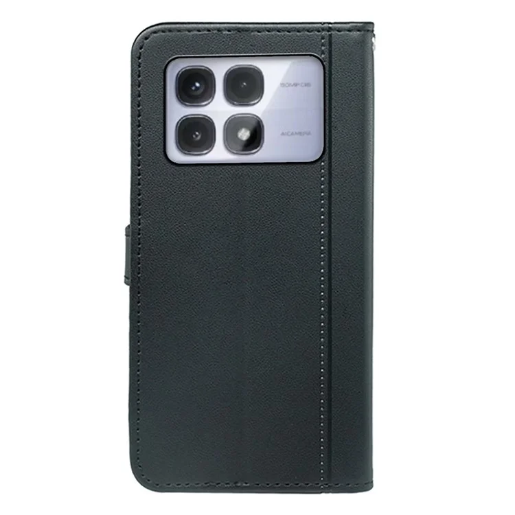 Для Xiaomi Redmi K70 Ultra Wallet Case Magnetic Snap Кожаный Телефон с Ремешком - Черный