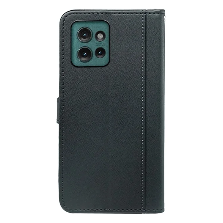 Für Motorola Edge 50 5G Wallet Huse Magnetic Snap Leder Telefonabdeckung Mit Riemen - Schwarz