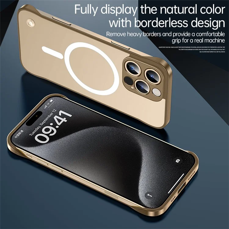 Pour Iphone 16 Pro Case Compatible Avec Magsafe Matte PC Mobile Cover Mobile - or