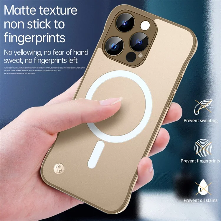 Pour Iphone 16 Pro Case Compatible Avec Magsafe Matte PC Mobile Cover Mobile - or