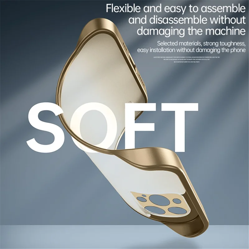 For iPhone 16 Pro Max Case Compatible with MagSafe Matte PC Frameless Mobile Cover - Gold