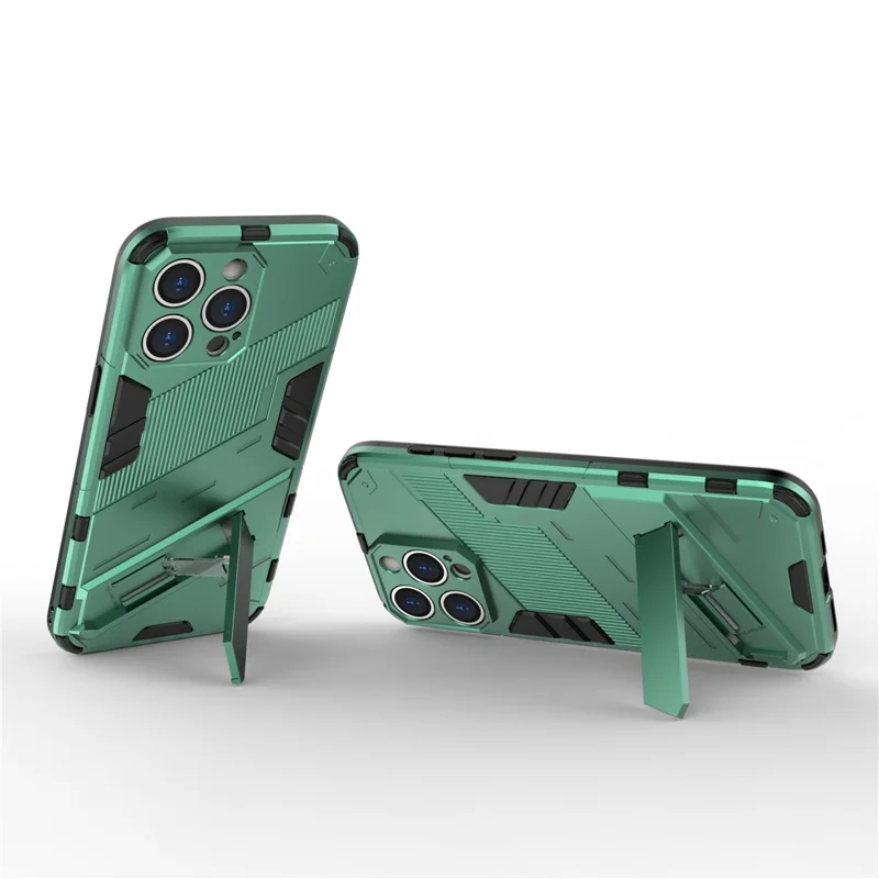 For iPhone 16 Pro Max Case PC+TPU Shockproof Phone Cover with Kickstand - Green