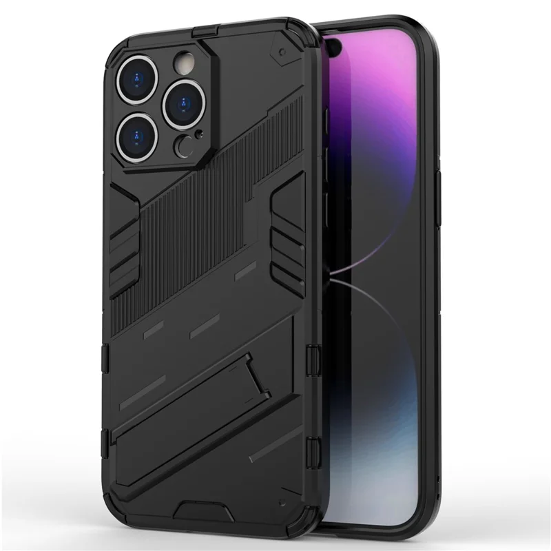 Per iPhone 16 Pro Case PC+TPU Custodia per telefono antiurto con supporto - Nero