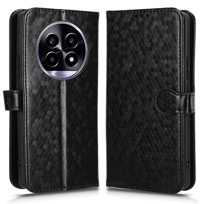 Per Oppo Realme 13 Pro / Realme13 Pro+ 5G Wallet Case Dot Pattern Impronta PU Copertina Per Telefono in Pelle PU - Nero