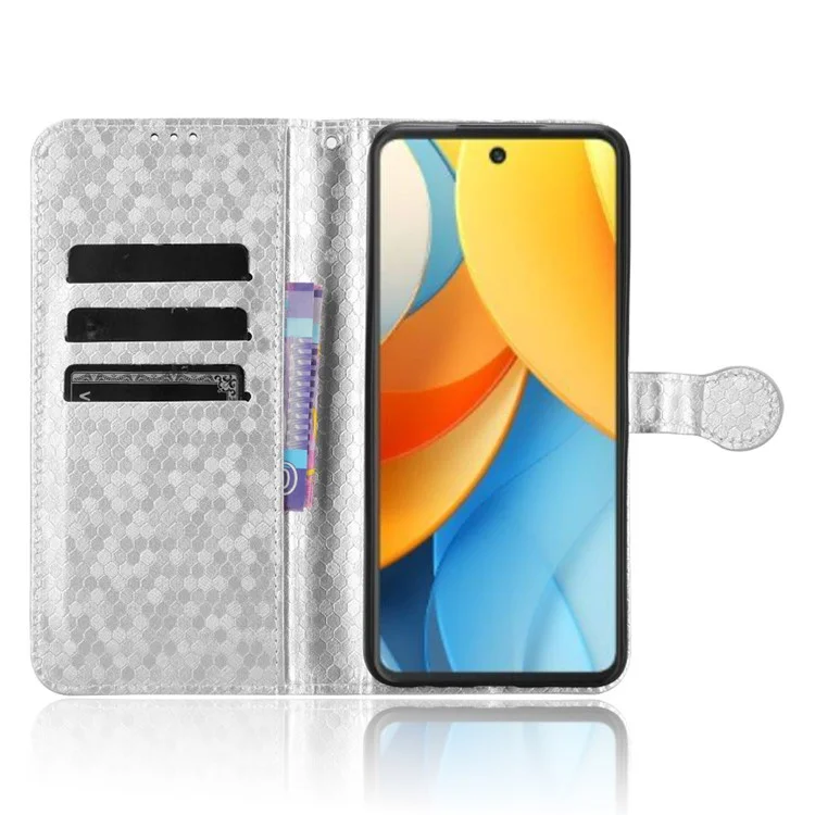 For ZTE nubia V60 Design Wallet Case Dot Pattern Imprint PU Leather Phone Cover - Silver
