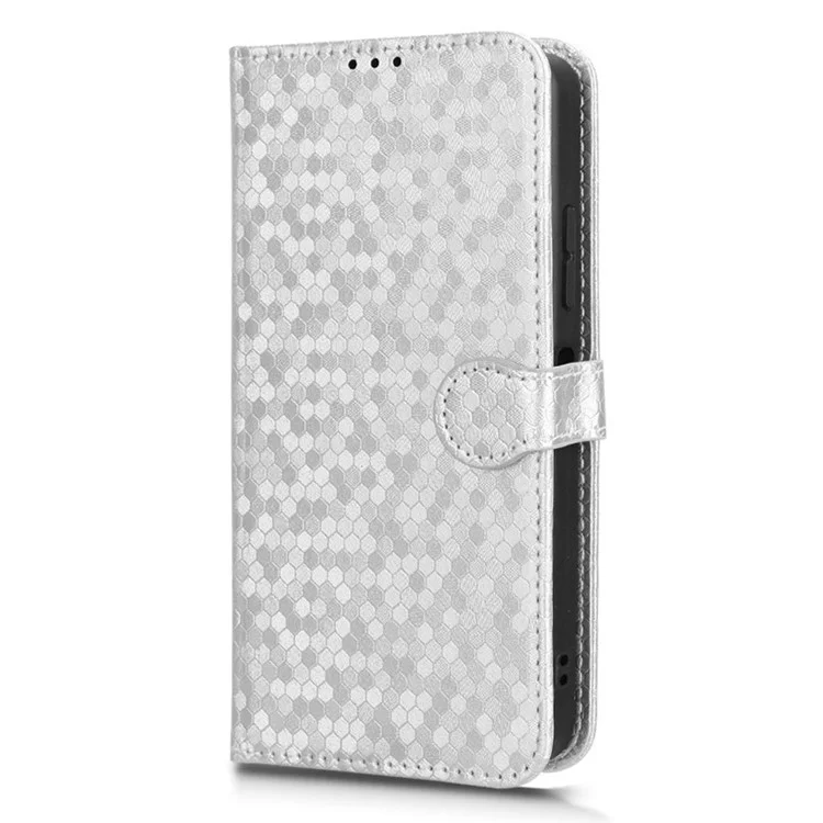 For ZTE nubia V60 Design Wallet Case Dot Pattern Imprint PU Leather Phone Cover - Silver