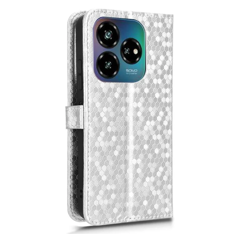 For ZTE nubia V60 Design Wallet Case Dot Pattern Imprint PU Leather Phone Cover - Silver
