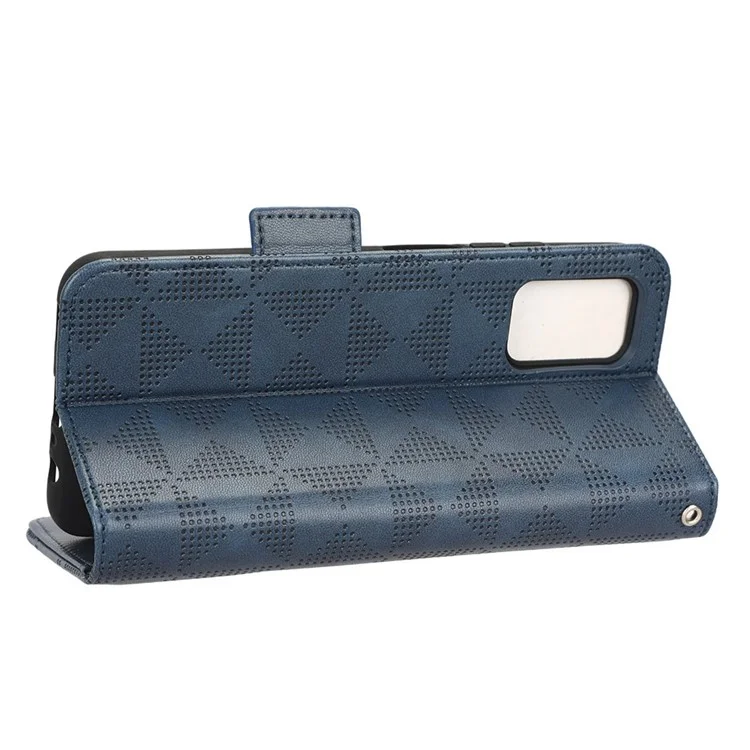 Para o Samsung Galaxy A03s (166,5 x 75,98 x 9,14mm) Carteira PU Caelo Pulho de Catura Impressada Triangle Padrão - Azul
