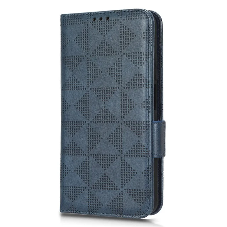 Para o Samsung Galaxy A03s (166,5 x 75,98 x 9,14mm) Carteira PU Caelo Pulho de Catura Impressada Triangle Padrão - Azul