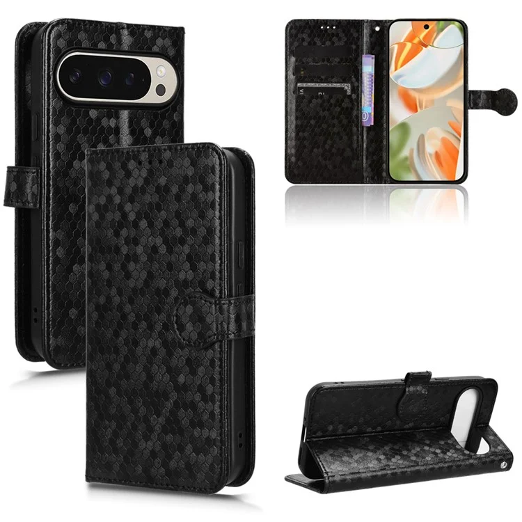 Per Google Pixel 9 / Pixel 9 Pro Wallet Case Dot Pattern Impronta PU Coperchi - Nero