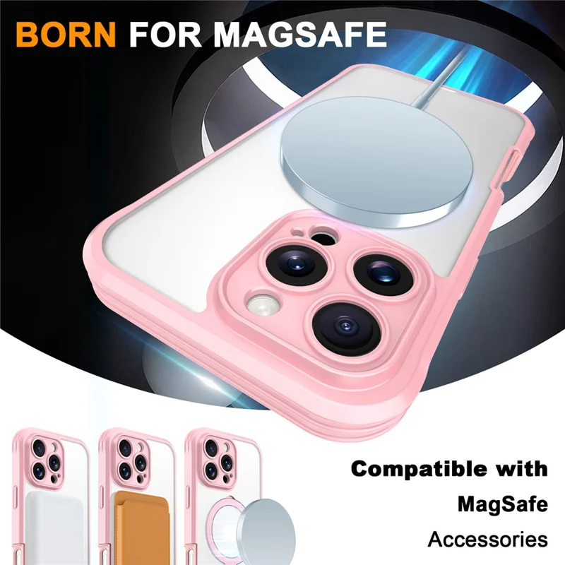Para Iphone 16 Pro Case Skin Touch Color Solid TPU+PC Tampa de Telefone Com Magnetic Kickstand Pet Screen Protector - Rosa