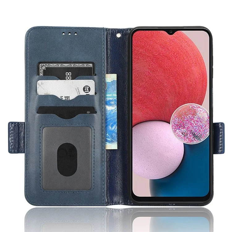 Per Samsung Galaxy A13 4G Exprinted Triangle Pattern Anti-scratch PU Case Portafoglio Stand Piegabile Copertina Del Telefono - Blu