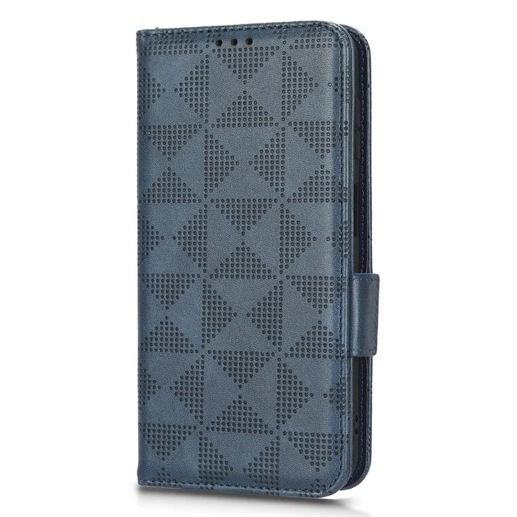 Per Samsung Galaxy A13 4G Exprinted Triangle Pattern Anti-scratch PU Case Portafoglio Stand Piegabile Copertina Del Telefono - Blu