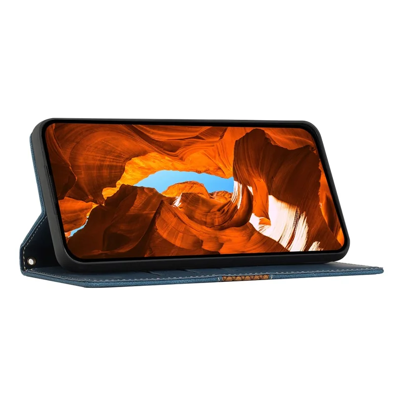 Para Honor X6b 4G Case de Cuero Grid Stand Soport Willet Telep Cubierta - Azul