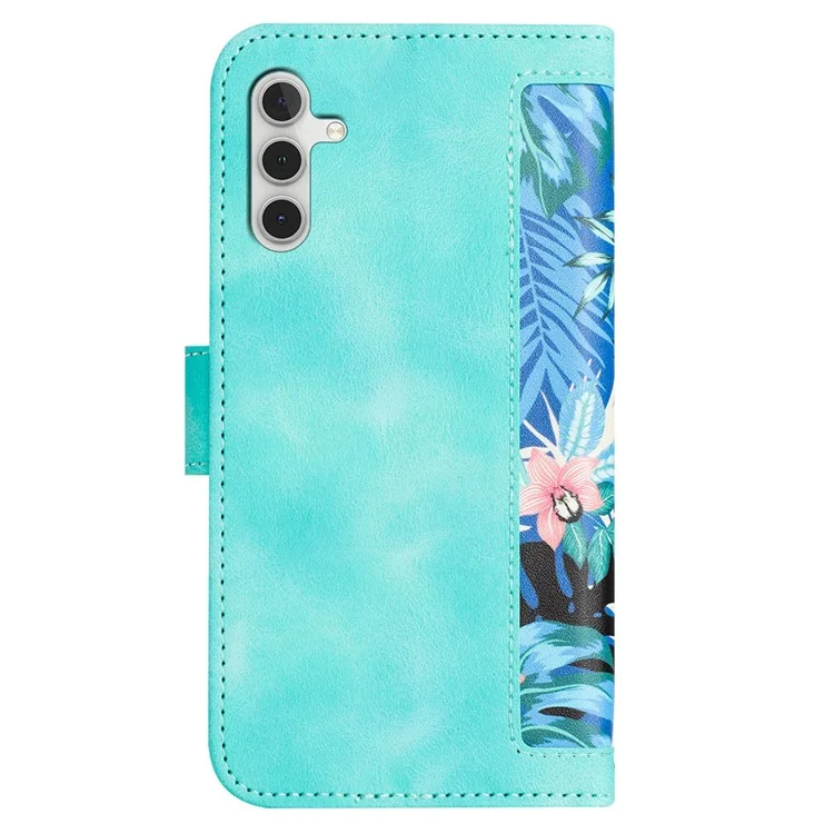 For Samsung Galaxy A16 5G / A16 4G Case PU Leather Floral Phone Cover with Card Slots - Green