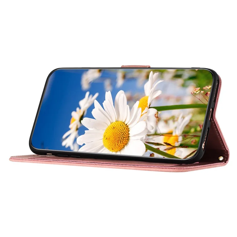 For Samsung Galaxy A16 5G / A16 4G Case PU Leather Floral Phone Cover with Card Slots - Pink